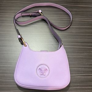 Versace La Medusa Grained leather Hobo crossbody bag